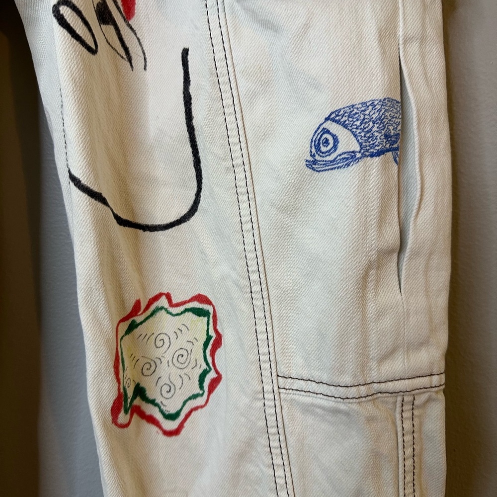 Urban Outfitters graffiti relaxed skate cargo pants. Sz 24 - Picture 3 of 10